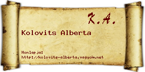 Kolovits Alberta névjegykártya